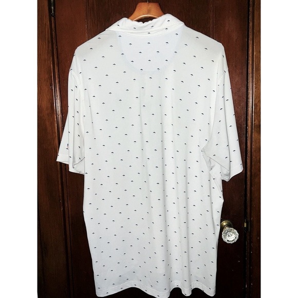 FAIRWAY GREENE WHITE BLUE UMBRELLA PRINT GOLF POLO SHIRT XL USA FLAG ON SLEEVE - Picture 3 of 4